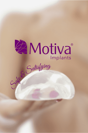 Woman holding Motiva breast implant